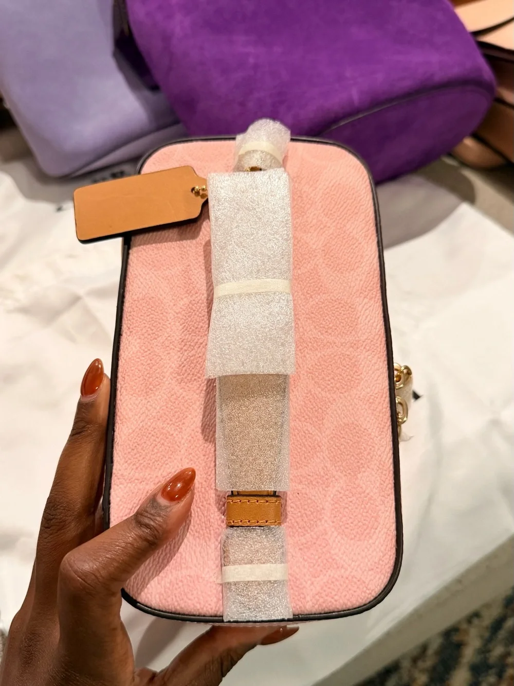 NWT Coach Powder Pink Canvas Vanity Case with Gold Hardware